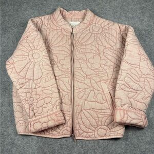Anthropologie Pink Floral Bomber Jacket
